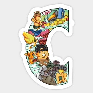 Initial Letter C doodle art Sticker